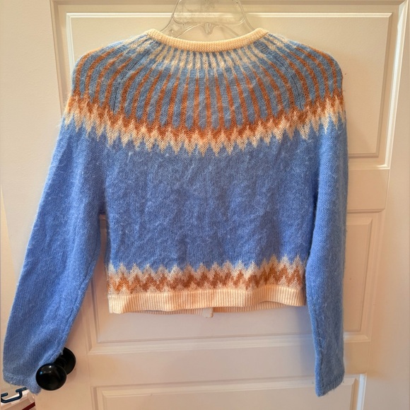 Pristine J.Crew Fair Isle Cardigan in Frosted Tundra Snow Brushed Sweater XS - Picture 4 of 6